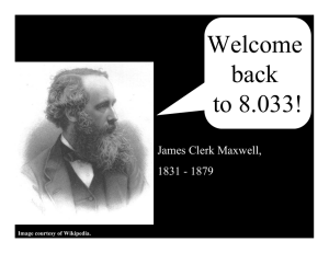 Welcome back to 8.033! James Clerk Maxwell,