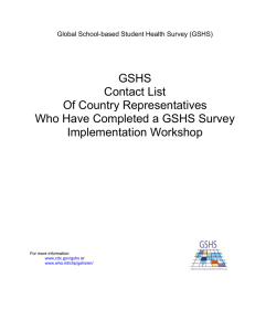 GSHS Contact List Of Country Representatives Who Have Completed a GSHS Survey