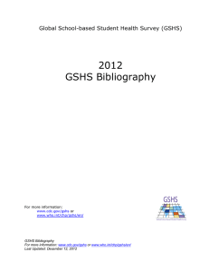 2012 GSHS Bibliography Global School-based Student Health Survey (GSHS)