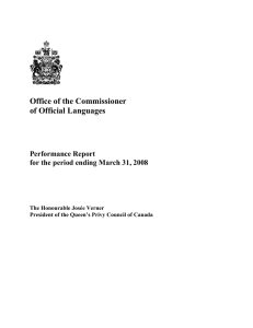 Office of the Commissioner of Official Languages Performance Report