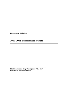 Veterans Affairs 2007-2008 Performance Report The Honourable Greg Thompson, P.C., M.P.