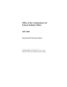 Office of the Commissioner for Federal Judicial Affairs 2007-2008 Departmental Performance Report
