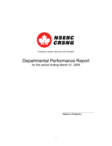 Departmental Performance Report for the period ending March 31, 2008 Minister