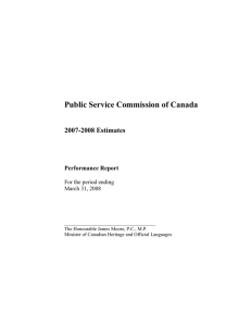 Public Service Commission of Canada 2007-2008 Estimates Performance Report