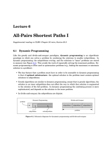 All-Pairs Shortest Paths I Lecture 6 6.1 Dynamic Programming