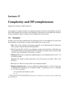 Complexity and NP-completeness Lecture 17
