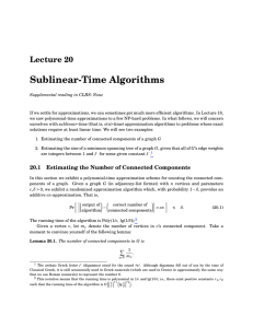 Sublinear-Time Algorithms Lecture 20