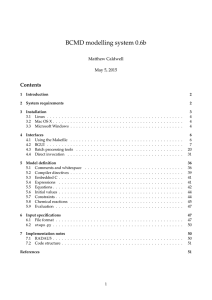 BCMD modelling system 0.6b Contents Matthew Caldwell May 5, 2015