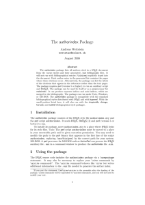The authorindex Package Andreas Wettstein  August 2008