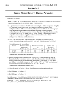Reactor Physics Review + Thermal Parameters - Fall 2010 Problem Set 2 22.06