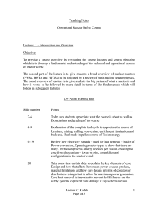 Teaching Notes  Operational Reactor Safety Course