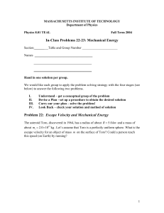 In-Class Problems 22-23: Mechanical Energy