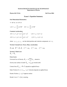 Exam 1: Equation Summary