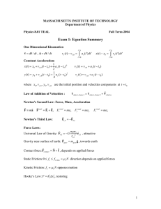Exam 1: Equation Summary
