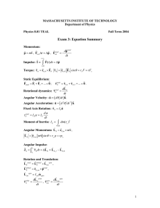 ∫ Exam 3: Equation Summary