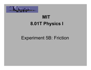 Experiment 5B: Friction MIT 8.01T Physics I