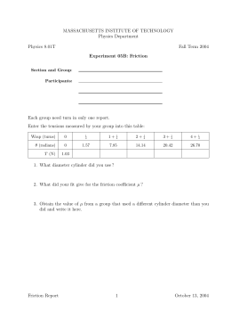 MASSACHUSETTS INSTITUTE OF TECHNOLOGY Physics Department Physics 8.01T Fall Term 2004