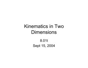 Kinematics in Two Dimensions 8.01t Sept 15, 2004
