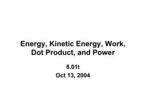 Energy, Kinetic Energy, Work, Dot Product, and Power 8.01t Oct 13, 2004