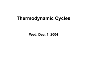 Thermodynamic Cycles Wed. Dec. 1, 2004