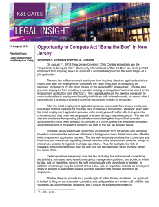 Opportunity to Compete Act “Bans the Box” in New Jersey