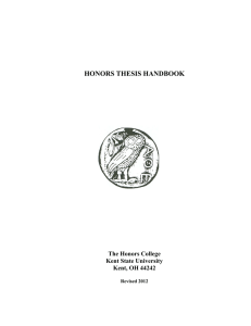 HONORS THESIS HANDBOOK  The Honors College Kent State University