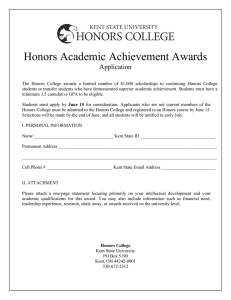 Honors Academic Achievement Awards  Application