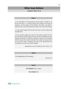 What Jews Believe Lesson One: G-d  Text 1