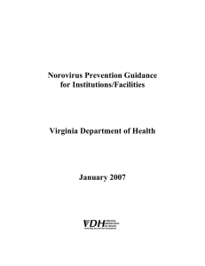 Norovirus Prevention Guidance for Institutions/Facilities Virginia Department of Health