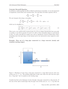 2.25 Advanced Fluid Mechanics Fall 2013 Unsteady Bernoulli Equation