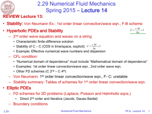 2.29 Numerical Fluid Mechanics Spring 2015 – Lecture 14 REVIEW Lecture 13: