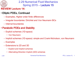 2.29 Numerical Fluid Mechanics Spring 2015 – Lecture 15 REVIEW Lecture 14: