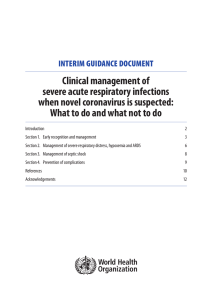 Clinical management of severe acute respiratory infections when novel coronavirus is suspected: