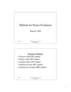 Methods for Project Evaluation