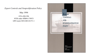 Export Controls and Nonproliferation Policy May 1994 OTA-ISS-596 NTIS order #PB94-179975