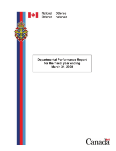 Departmental Performance Report for the fiscal year ending March 31, 2008 Section I: