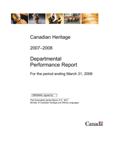 Departmental Performance Report Canadian Heritage