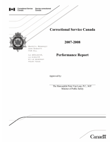 Correctional Service Canada 2007-2008 Performance Report