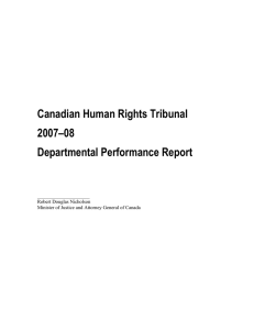 Canadian Human Rights Tribunal 2007–08 Departmental Performance Report