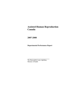Assisted Human Reproduction Canada 2007-2008 Departmental Performance Report