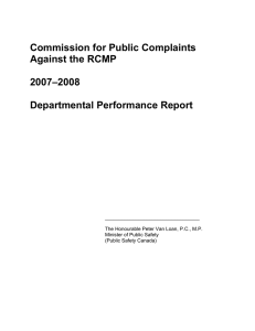 Commission for Public Complaints Against the RCMP 2007–2008