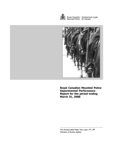 1 Royal Canadian Mounted Police Departmental Performance Report for the period ending