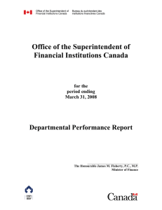 Office of the Superintendent of Financial Institutions Canada  Departmental Performance Report