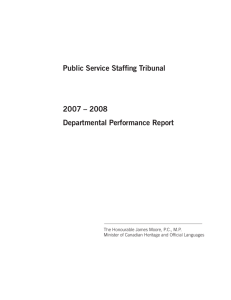 Public Service Staffing Tribunal 2007 – 2008 Departmental Performance Report