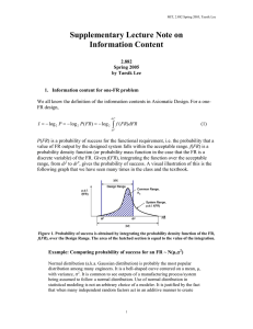 Supplementary Lecture Note on Information Content  ∫