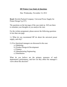 HP Printer Case Study &amp; Questions  Read: Due: Wednesday, November 14, 2012
