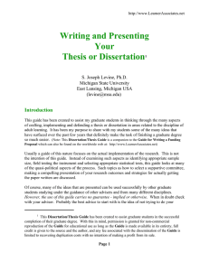 Writing and Presenting Your Thesis or Dissertation Introduction