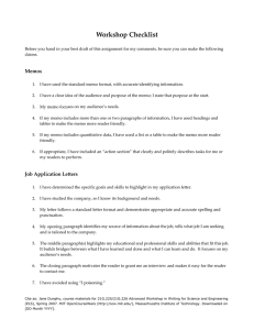 Workshop Checklist 