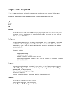 Proposal Memo Assignment 