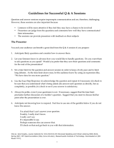 Guidelines&nbsp;for&nbsp;Successful&nbsp;Q&nbsp;&amp;&nbsp;A&nbsp;Sessions&nbsp;